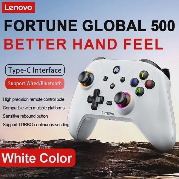 Ny Lenovo S02 trådløs controller Bluetooth-gamepad til Nintendo Switch, PC, Android TV, IOS PC-joysticks med seks akser og dobbelt vibration Lenovo S02 White
