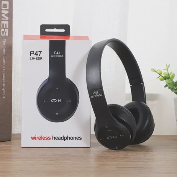 Multifunktionellt bärbart, hopfällbart, huvudmonterat, trådlöst Bluetooth 5.0-headset för Bluetooth-anslutning, TF-kort, trådbunden anslutning black