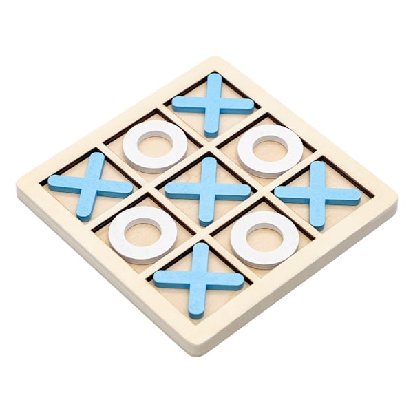 Tic Tac Toe-brädspel i massivt trä - perfekt för familjekul och trädgårdsunderhållning Blå