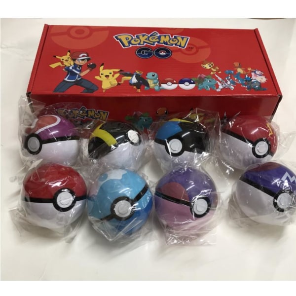 8 stk Poké Ball+ 8 stk Pokemon figurer+8 stk Base Bedste fødselsdagsgave