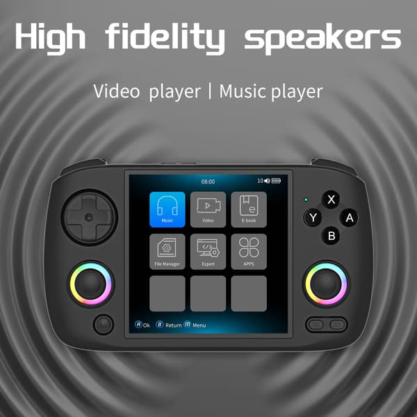 ANBERNIC RG Cubexx Retro håndholdt spilkonsol 3,95" IPS 720*720 skærm Linux 64bit Support WiFi Bluetooth Streaming videospil Black 64G 5K Games