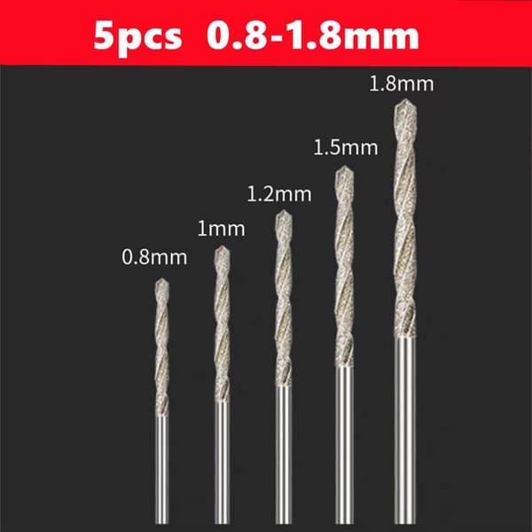 5/10-delt diamantbelagt bor 0,8 mm-4,0 mm mikro HSS spiralbor til fliser, sten, marmor 5 pcs  2.0 mm
