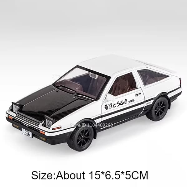 1:30 Skala Initial D AE86 Legetøjsbilmodel Legeringskarosseri Gummidæk Støddæmpning Pull Back Simuleringskøretøjer Drengefødselsdagsgave Black