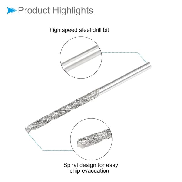 5/10-delt diamantbelagt bor 0,8 mm-4,0 mm mikro HSS spiralbor til fliser, sten, marmor 5 pcs  1.0 mm