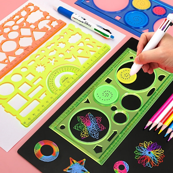 Spirograf tegneskabelon - geometrisk kunstlegetøj til børn Pink