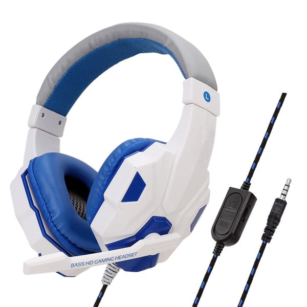 Kablede gamingheadset med 120° justerbar støjreducerende mikrofon PC-gamerhovedtelefoner til PS4/PS5/Xbox smartphone bærbar computer WHITE