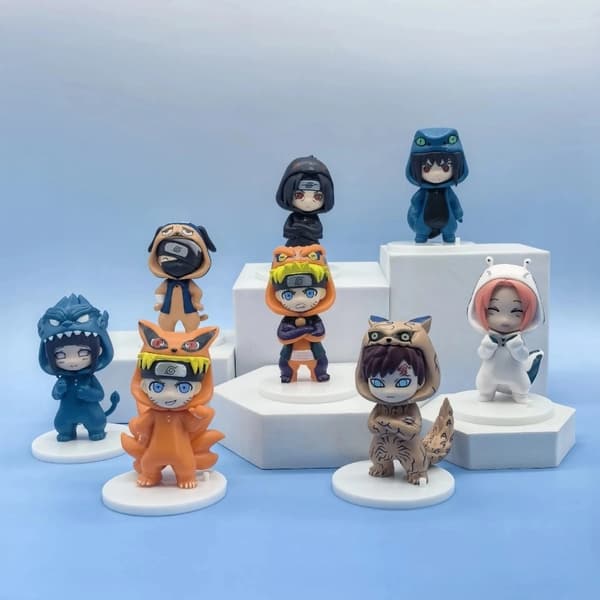 9 cm Kakashi Q-version Animefigur Kawaii Sasuke Itachi Actionfigur Bildekoration Samling modellleksak 1-Random 2pcs Size no box