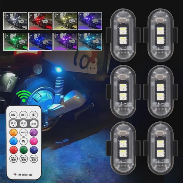 RGB LED-skootterin strobovalot langattomat pyörän vilkkuvalot sijainnin varoitustarvikkeet 4PCS