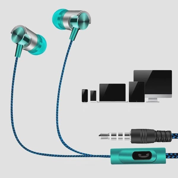 Trådbundna in-ear-hörlurar med mikrofon och volymkontroll, 3,5 mm PURPLE