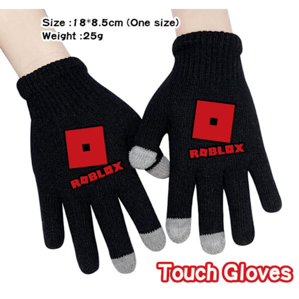 Roblox Svarta Stickade Handskar Med Touch Funktion Touchhandske Black Model 5