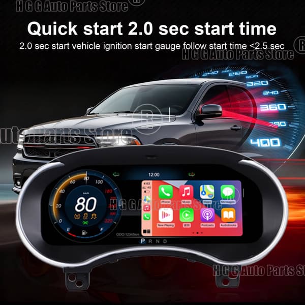 Digital instrumentpanel för Dodge Durango 2011 2012 2013-2020 Hastighetsmätare för instrumentpanel Stöder trådlös CarPlay/Android Auto 8G 128G Radio