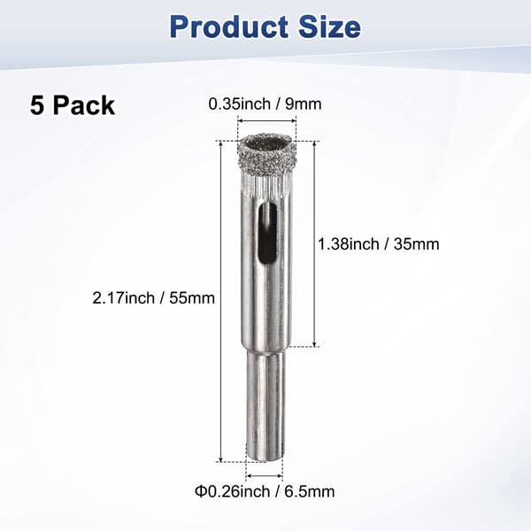 5-delt diamanthulsavbor 3-18 mm glasbor til keramik/marmor/granit 11 mm  Round shank