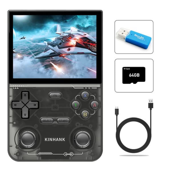 KINHANK Open Source K36 Retro Handheld Video Game Console 16000 Spel för PS1/PSP/DC/N64/SS 500nit 3 Black