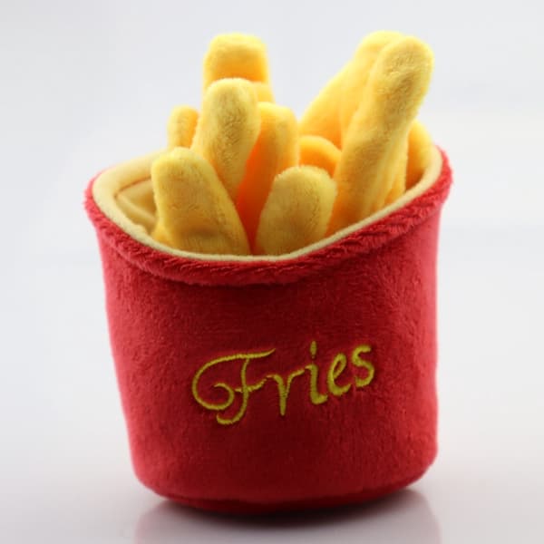 1 stk. hundetyggelegetøj separat kombinationsfoderlegetøj med lyd hamburger kyllingelår pommes frites kæledyrslegetøj Hamburger