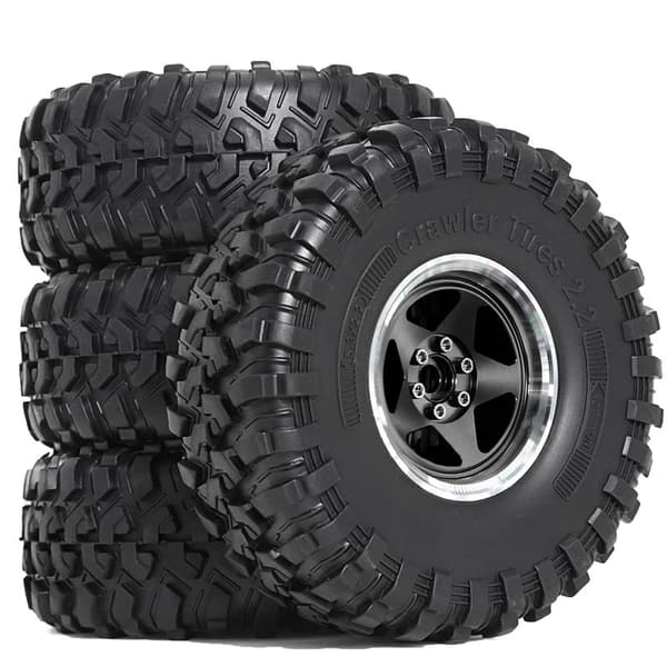 4 st 2,2" Beadlock-fälgar och däck för 1/10 RC Crawler SCX10 III 90046 TRX4 D90 2,2" Beadlock-fälgar 2,2" Beadlock-däck 4pcs Brown