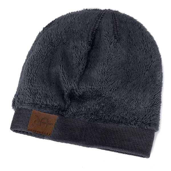 Unisex URGENTMAN vintermössa med pälsfoder - varm stickad mössa för män och kvinnor utomhussporter Black Size 54cm-60cm