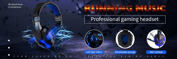 Nya professionella trådbundna spelhörlurar med mikrofon och LED-ljus för dator, PS4, PS5, Xbox, bas, stereo, PC, spelheadset, presenter White Blue