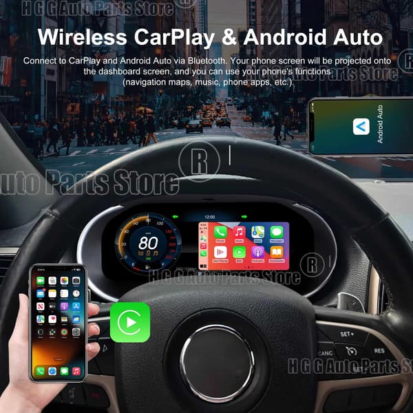 Digital instrumentpanel för Dodge Durango 2011 2012 2013-2020 Hastighetsmätare för instrumentpanel Stöder trådlös CarPlay/Android Auto 8G 128G Radio