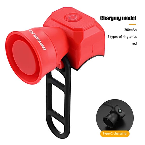 Mini USB-uppladdningsbar vattentät elcykelklocka för cykling säkerhetsvarning Charging model Blue