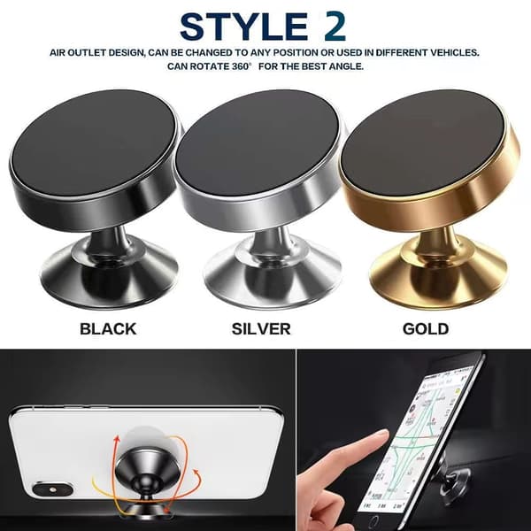 Magnetisk bilhållare universal dashboardfäste för iPhone Xiaomi Huawei Samsung 2pcs Silver