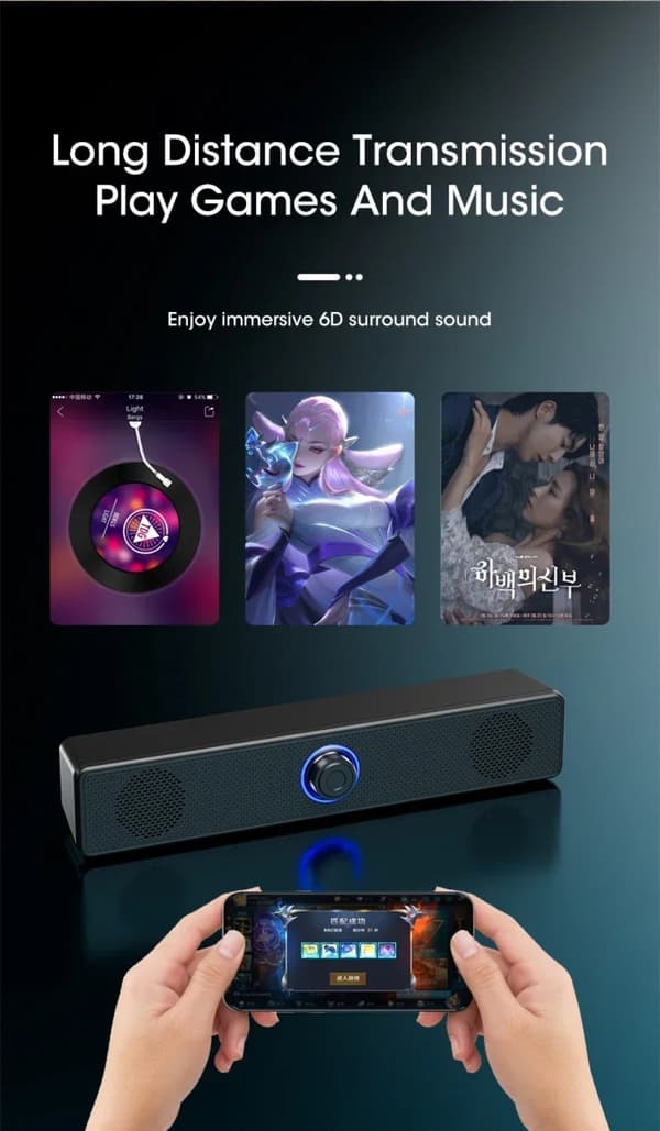 Trådlös Bluetooth- och PC-soundbar, trådbunden högtalare, USB-driven soundbar för TV, PC, bärbar dator, spel, hemmabio, surroundljudsystem With Bluetooth 3511