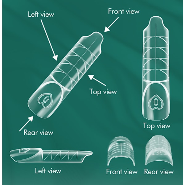 Nailpop Space Nail Dual Forms - 15 størrelser til polygel-extensions, genanvendelig Space-150pcs PP box