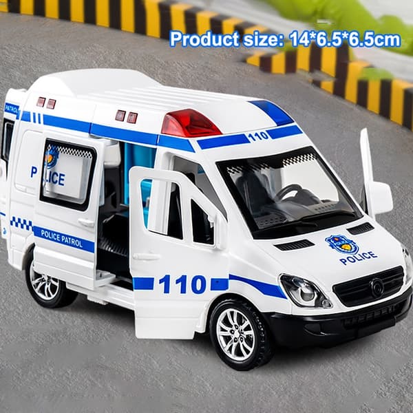 1:24 Legeringsambulancemodel Simulering Pull-back Lyd og Lys Støbt Legeringsbil Legetøjssæt Børnefødselsdagsgave Big Ambulance