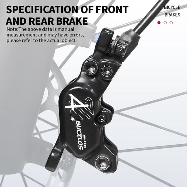 BUCKLOS MTB 4-kolvs hydrauliska skivbromsar fram bak elcykel scooter Power Off- Front