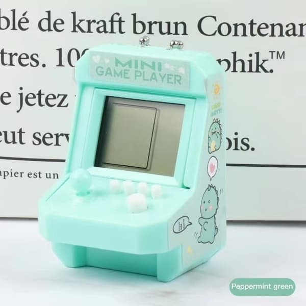 Mini Retro spillekonsol med nøglering - nostalgisk klassiske spilgave til kæledyr og samlere light green