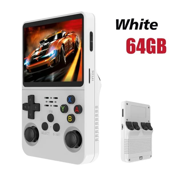 128GB Open Source R36S videospilkonsol Linux System 3,5 tommer IPS-skærm Orange bærbar White-64G