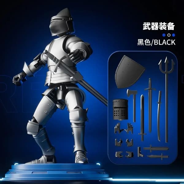 Knight Paladin Actionfigur – 13 ledbar rörlig robot – 3D-tryckt skyltdocka leksak WHITE
