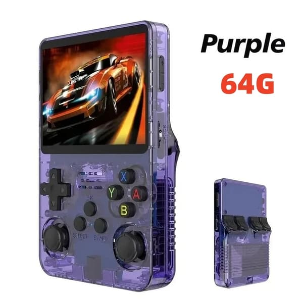 ARKOS R36S Retro Handheld Video Game Console Linux System 3,5 tums IPS-skärm R35s Pro Portable Purple 64GB