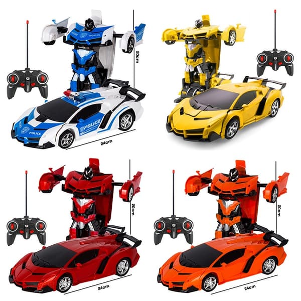 2 i 1 elektriska RC-biltransformationsrobotar barnpojkar leksaker utomhus fjärrkontroll sport deformationsbil robotmodellleksak Deep blue