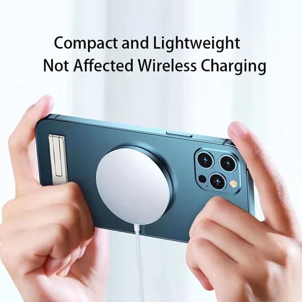 Ultratunt metallfällbart telefonstativ Mini osynlig bärbar hållare för iPhone Samsung Black-2pcs