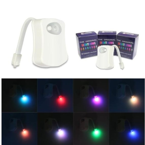 8 färger LED-toalett lampa Rörelsesensor Midnattsljus