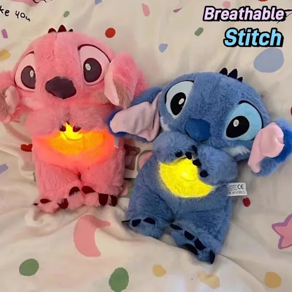 30 cm Stitch Andningssöm Plyschdocka - Sömnleksak för barn Pink