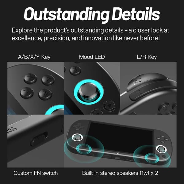 Trimui Smart Pro kädessä pidettävä pelikonsoli 4.96''IPS Screen Linux System Joystick RGB Lighting Trimui Black 128g