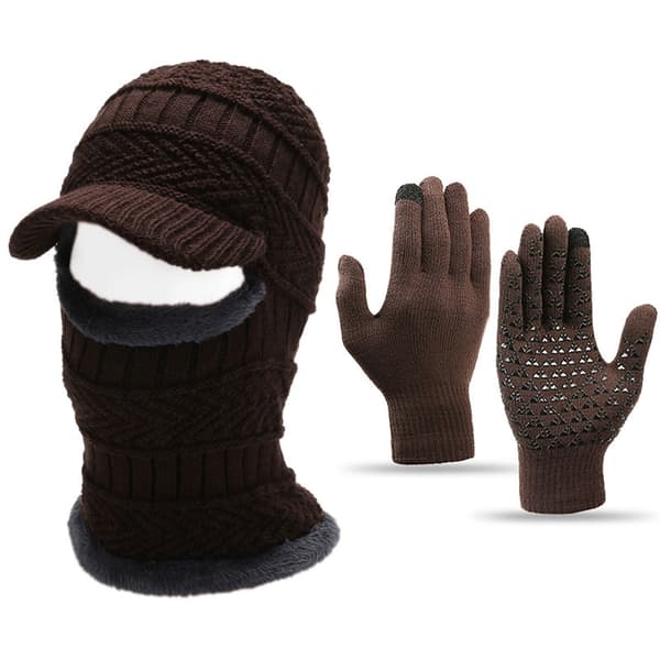 Tjock fleecefodrad vintermössa Scarfhandskar Set - Vindtät kallvädersutrustning för utomhusaktiviteter 1PC Hat
