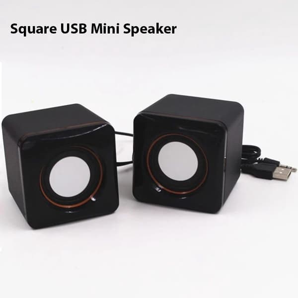 Firkantet minihøjttaler Bærbar stationær computer Bærbar mini USB-højttaler Black