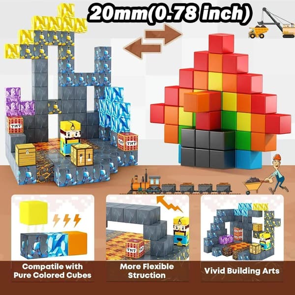 Magnetiske byggeklodser til børn 3+ - STEM sensorisk legetøj til kreative gør-det-selv-modeller Stone-Bricks-20PCS