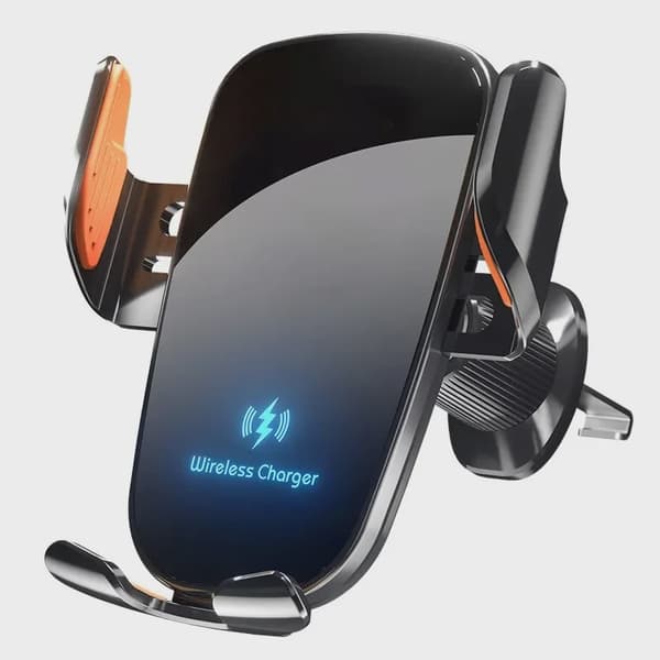UYUXIO Trådløs Biloplader Luftventil Telefonholder Hurtig Opladning til iPhone 16 Pro Max Samsung Android Black