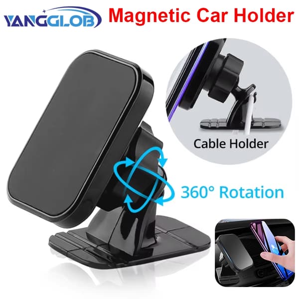 Magnetisk bilhållare för iPhone Samsung Luftventilsmontering Stativ GPS-stöd Black