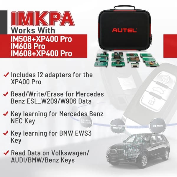 Originalt Autel IMKPA nøgleprogrammeringsadapter tilbehørssæt fungerer med IM608Pro II/IM508S/XP400 Pro IMKPA Kit