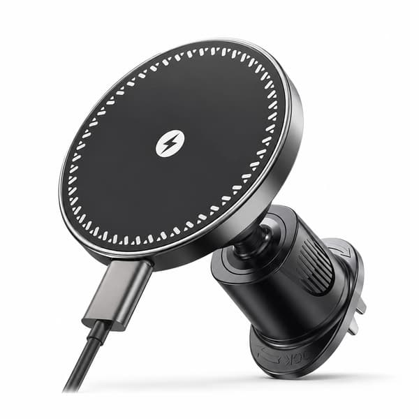 UYUXIO 15W Magnetisk Trådløs Biloplader Luftventil Telefonholder til iPhone 12-16 Pro Max Black