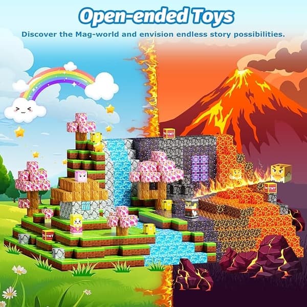 Magnetiska byggklossar för barn 3+ | STEM pedagogisk leksak | Mine World Magnet Cube random 20 pcs cube