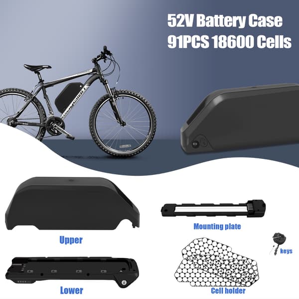 MAX 91 ST 18650-celler Polly DP-9 Ebike Downrörsbatteriväska med hållare 48V Case