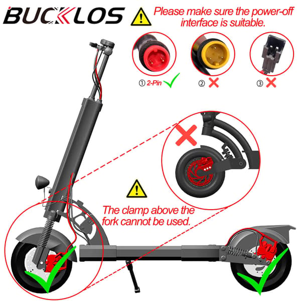 BUCKLOS HD-E735 Elcykel 4-stempel hydraulisk bremse 1150mm 1950mm til elcykel, scooter, MTB Front-Rear
