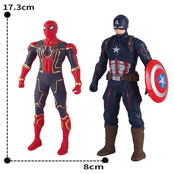 17 cm Marvel Spiderman Model Anime Action Figurer Spider-man Captainironman Lysende børnelegetøj Dekorationsdukker Gaver Captain Marvel