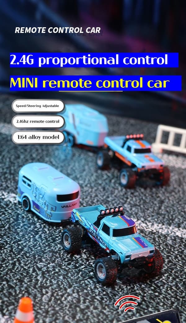 1:64 Speed ​​​​Mini terrängfjärrkontroll Billegering Cool belysning Stötdämpning Bordsdator Tävlingsleksak Liten present yellow