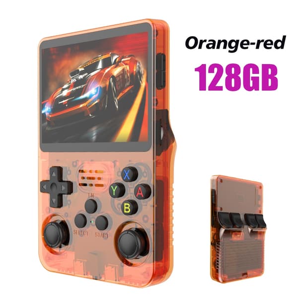 Open Source R36S Retro Handheld Video Game Console Linux System 3,5 tums IPS-skärm Bärbar fickvideospelare R35S 64GB spel Orange 128G